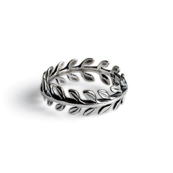 Henryka Royal Fern Leaf Silver Ring - Size O