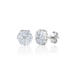 Seven Stone Round Cluster Stud Earrings (1.75ct) - E2488