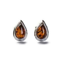 Teardrop Stud Earrings In Silver And Amber