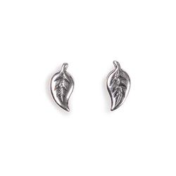 Miniature Leaf Stud Earrings In Silver