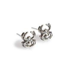 Spider Stud Earrings In Silver