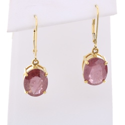 18ct Gold ruby drop earrings MS216
