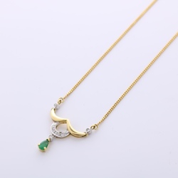 18ct Gold emerald and diamond necklace