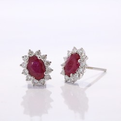 18ct white gold ruby and diamond cluster studs