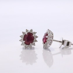 18ct white gold ruby and diamond studs
