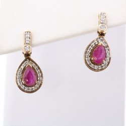 9ct gold ruby and diamond pear drops
