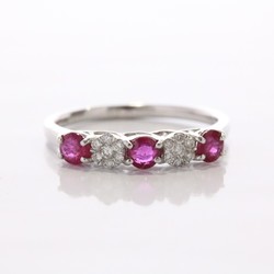 18ct white gold ruby and diamond cluster half eternity ring