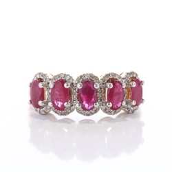 9ct gold 5 stone ruby and diamond ring
