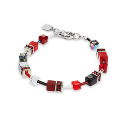 Coeur De Lion GeoCube Red and Grey Bracelet - 4014/30-0312