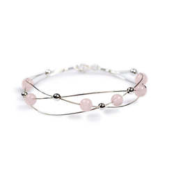 Henryka Weaved Bangle in Silver and Rose Quartz