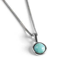 Henryka Round Charm Necklace in Silver and Larimar