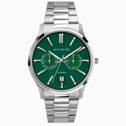 Accurist Gents Classic Watch Silver Case & Stainless Steel Bracelet with Green Dial - 7406