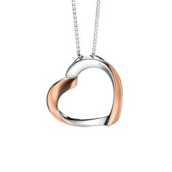 Fiorelli Ribbon Heart Pendant With Rose Gold Plated Detail P4325