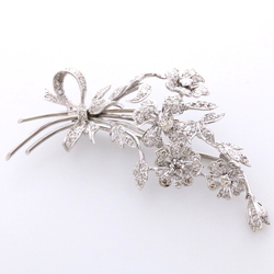 9ct White Gold Diamond Floral Brooch - MS1518