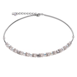 Coeur De Lion - Pearl Crystal-Silver Necklace - 4815101817