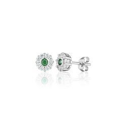 Green Nine Stone Cluster Stud Earrings (0.50ct) - E2315G