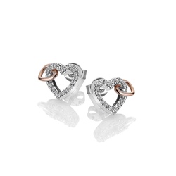 Hot Diamonds Togetherness Open Heart Earrings with Rose Gold Plated Accents