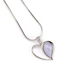 Henryka Heart Necklace In Silver And Blue Lace Agate - 9-109-Blag-B