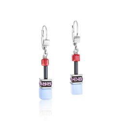 Coeur De Lion Geo Cube Earrings Purple-Red-Blue - 2838200841